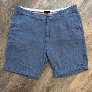 Sperry Top-Sider Mens 36 Blue White Textured Cotton Flat Front Chino Shorts Golf